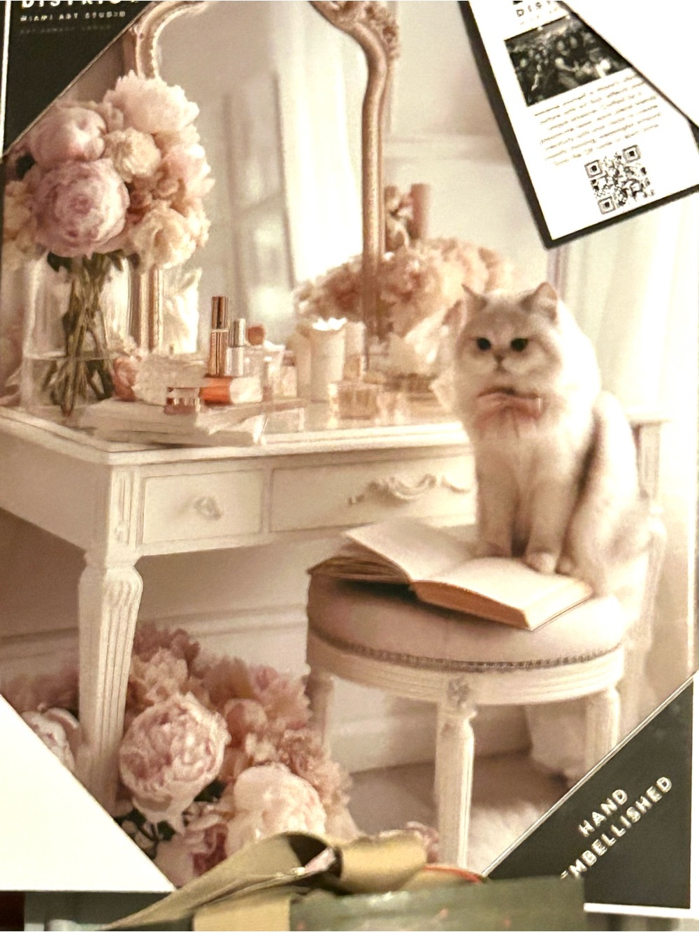 Canvas Wall Art Pink Floral Vanity Cat Photo Art Print 14x11